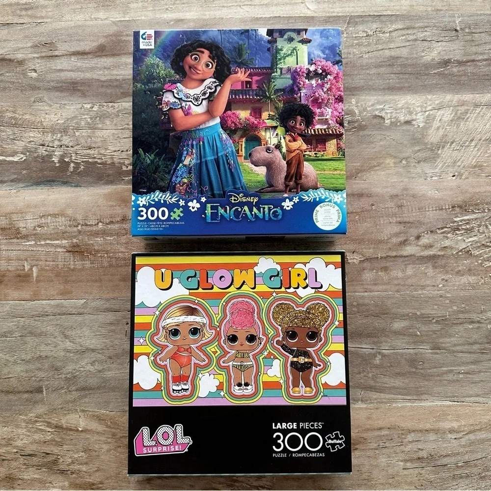 Puzzle Lot Disney Encanto And LOL U Glow Girl 300 Piece Jigsaw Puzzle EUC